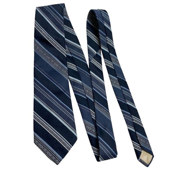 Vintage 70s Johnny Carson Tie Mens Blue Repp Stripe Polyester Office Madmen - Picture 6 of 6